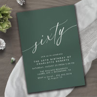 Emerald Green | Formal Calligraphy 60th Birthday