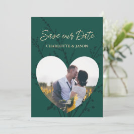 Emerald Green Foto Herzrahmen Save the Date Einladung
