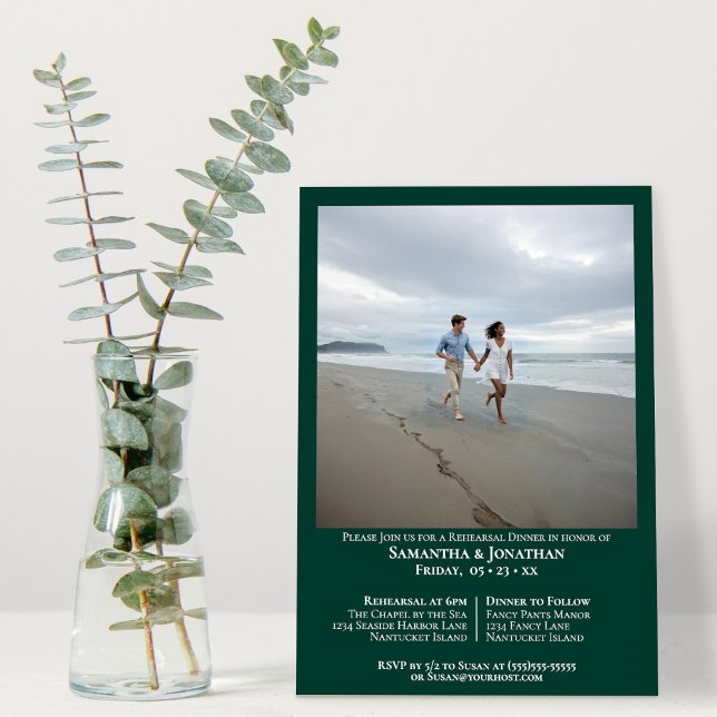 Emerald Green Foto Hochzeit Probe Dinner Einladung (Von Creator hochgeladen)