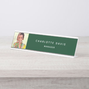 Emerald Green Foto Monogram Schreibtischnamensplakette