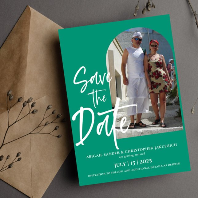 Emerald Green Foto Save the Date Einladung (Von Creator hochgeladen)