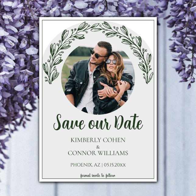 Emerald Green Garland Foto Save the Date (Emerald Green Garland Photo Save the Date)