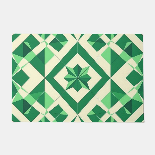 Emerald Green Geometric Star Pattern Fußmatte (Vorderseite)