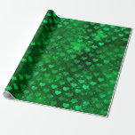 Emerald Green Glam Hearts Pattern Geschenkpapier<br><div class="desc">Metallische smaragdgrüne Herzen und Sequinen Muster Packpapier.</div>
