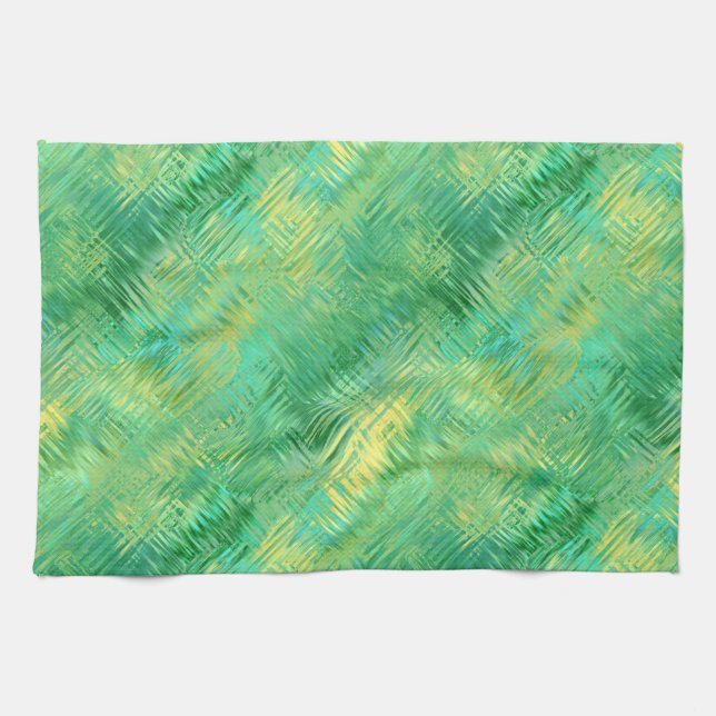 Emerald Green Glassy Texture Geschirrtuch (Horizontal)