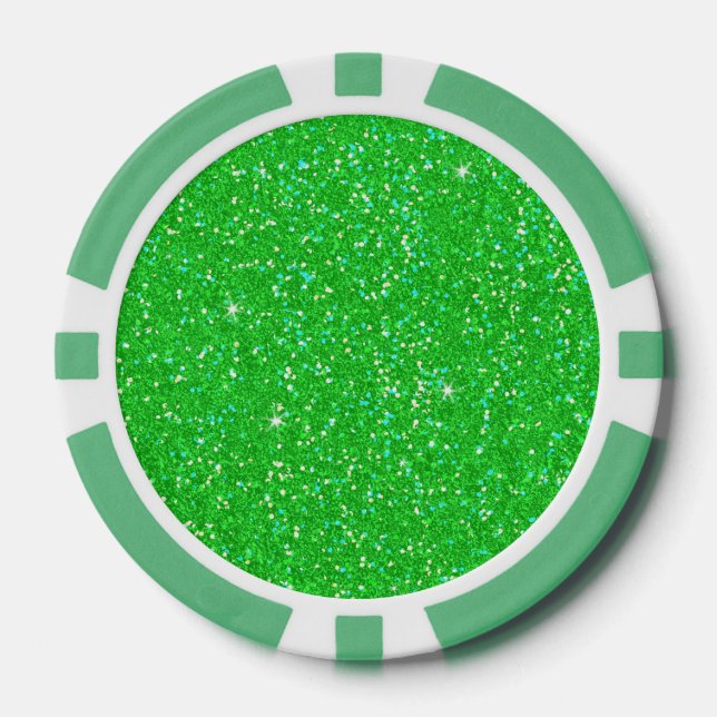 Emerald Green Glitter Effect Sparkle Pokerchips (Vorderseite)