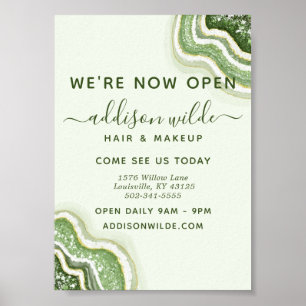 Emerald Green Glitzer Agate Geode Luxe Business Poster