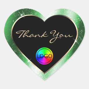 Emerald Green Glitzer Frame Vielen Dank für Ihr Lo Herz-Aufkleber