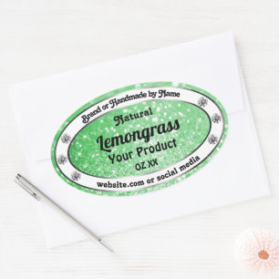 Emerald Green Glitzer mit Diamonds Product Labels Ovaler Aufkleber