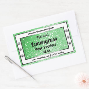 Emerald Green Glitzer mit Diamonds Product Labels Rechteckiger Aufkleber