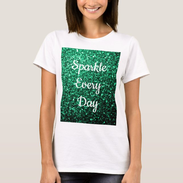 Emerald Green Glitzer Sparkle T-Shirt (Vorderseite)