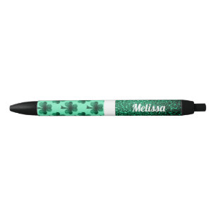 Emerald Green Glitzern Kleeblatt Clover personalis Kugelschreiber