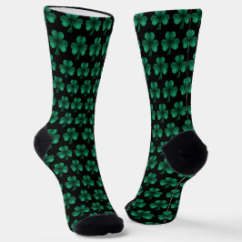 Emerald Green Glitzern Kleeblatt schwarz Socken