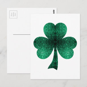 Emerald Green Glitzern Kleeblatt St Patrick's Day Postkarte