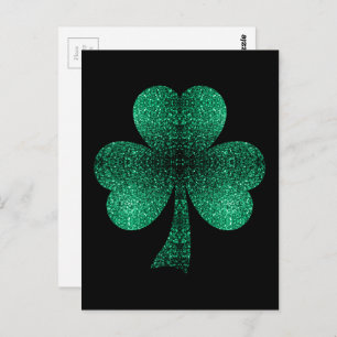 Emerald Green Glitzern Kleeblatt St Patrick's Day Postkarte