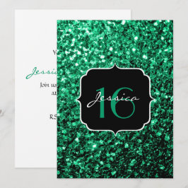 Emerald Green Glitzern Sweet 16 Einladung
