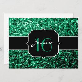Emerald Green Glitzern Sweet 16 Einladung