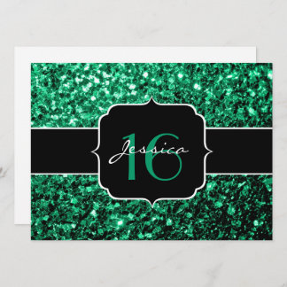 Emerald Green Glitzern Sweet 16 Einladung