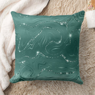 Emerald Green Glitzy Marble Kissen