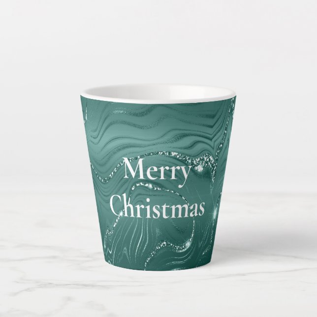 Emerald Green Glitzy Marble Milchtasse (Vorderseite)