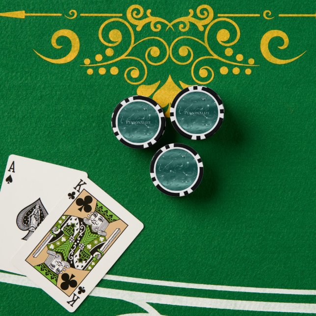 Emerald Green Glitzy Marble Personalisiert Pokerchips (Pokertisch (Stapel))