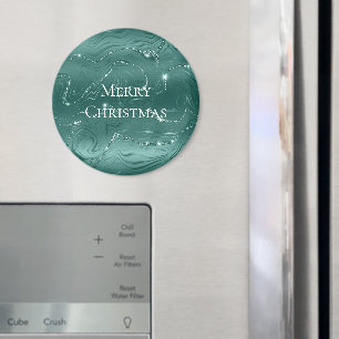 Emerald Green Glitzy Marble Weihnachten Magnet