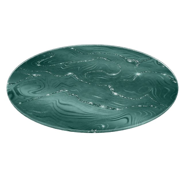 Emerald Green Glitzy Marble Weihnachten Schneidebrett (Ecke)