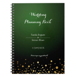 Emerald Green Glitzy Wedding Planning Book Notizblock