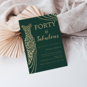 Emerald Green & Gold 40 & Fab 40. Geburtstag Einladung