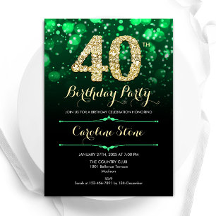 Emerald Green Gold 40. Geburtstag Einladung