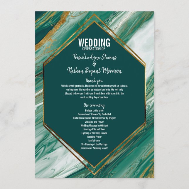 Emerald Green Gold Abstrakt Agate Marble Program Programm (Vorderseite)