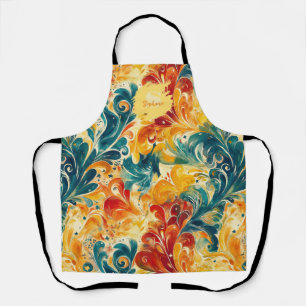 Emerald Green & Gold Abstrakt Paisley Blätter (3) Schürze