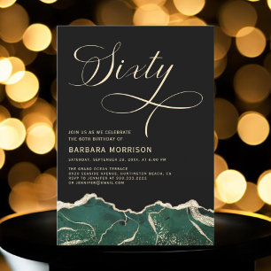 Emerald Green Gold Agate 60. Geburtstagsparty Einladung