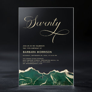 Emerald Green Gold Agate 70. 70. Geburtstag Acryleinladungen