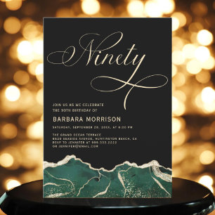Emerald Green Gold Agate 90. 90. Geburtstag Einladung