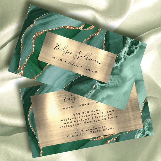 Emerald Green Gold Agate Business Card Visitenkarte (Von Creator hochgeladen)