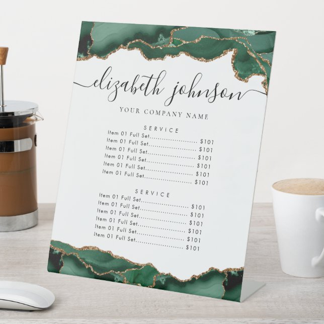 Emerald Green Gold Agate Business Company Price Sockelschild (In Situ)