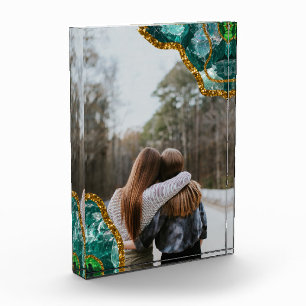 Emerald Green Gold Agate Geode BESTE FREUNDIN Fami Fotoblock