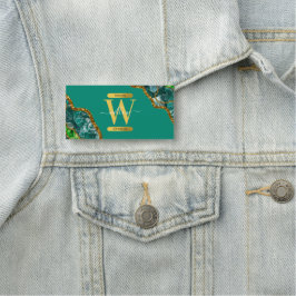 Emerald Green & Gold Agate Geode Glitzer Monogram Namensschild