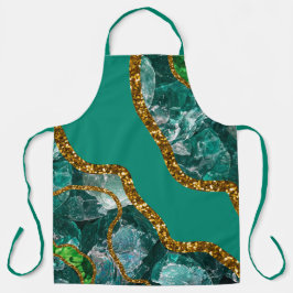Emerald Green & Gold Agate Geode Glitzer Schürze