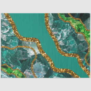Emerald Green & Gold Agate Geode Glitzer Seidenpapier