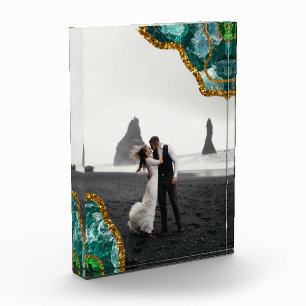 Emerald Green Gold Agate Geode Wedding Foto