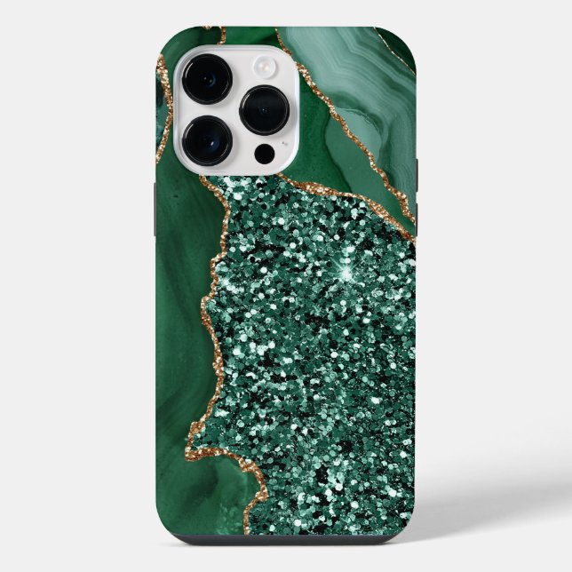 EMERALD GREEN & GOLD AGATE PATTERN iPhone HÜLLE (Rückseite)