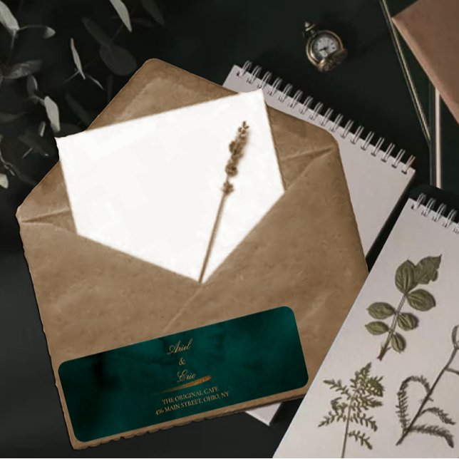 Emerald Green Gold Agate Wedding Rücksendeadresse (Von Creator hochgeladen)