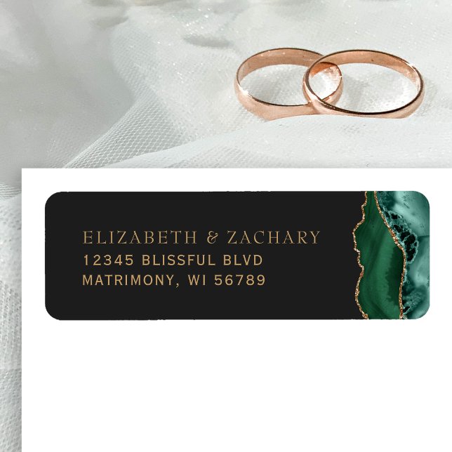 Emerald Green Gold Agate Wedding Rücksendeadresse (Von Creator hochgeladen)
