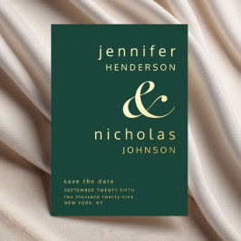 Emerald Green Gold Amperand Wedding rettet das Dat Folieneinladung