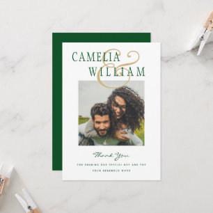 Emerald Green Gold Ampersand Wedding FOTO Einladung