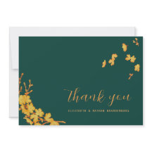 Emerald Green & Gold Blume Danke Karte
