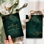 Emerald Green & Gold Botanische Hochzeit Einladung<br><div class="desc">Emerald Green & Gold Botanisches Elegantes Hochzeitsempfang</div>