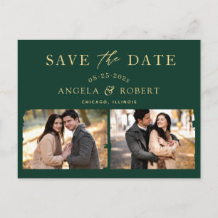 Emerald Green Gold Class 2 Foto Save the Date Postkarte